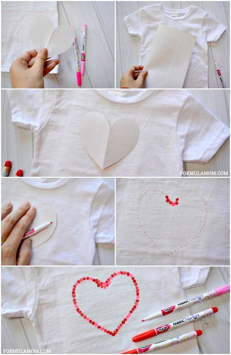 Valentine Shirt Ideas, Diy Valentine's Shirts, Valentines Dyi, Valentines Shirts, Valentine Shirts, Nifty Crafts, Shirts Diy, Valentine Activities, Diy Valentine