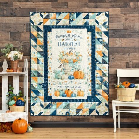 Harvest Wishes Quilt, Panel Quilts Ideas Layout Patterns Free, Charm Pack Quilt Patterns, Panel Quilt Patterns, Charm Pack Quilt, Fall Quilts, Shabby Fabrics, Colorful Quilts, Panel Quilts