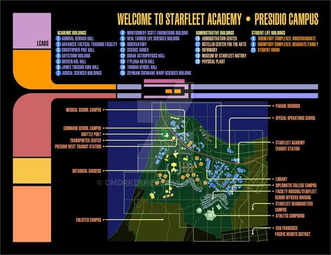 Starfleet Academy Map by CmdrKerner Star Trek Party, Trek Deck, Star Trek Bridge, Dr Script, Star Trek Data, Starfleet Academy, Star Trek Wallpaper, Star Trek Episodes, Adventure Rpg