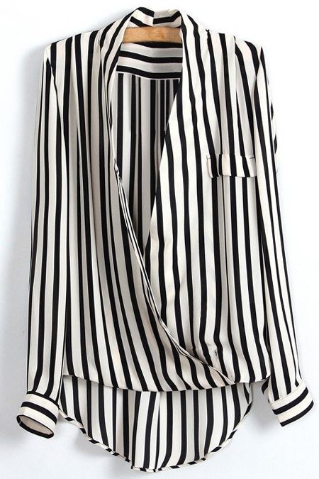 Black and white striped long shirt / shirt dress #style #fashion #shirt Striped Chiffon Blouse, Chiffon Styles, Perfect Blouse, White Stripes Shirt, Camisa Social, White Chiffon, Striped Long Sleeve Shirt, Chiffon Long Sleeve, Shirt Dresses