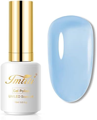 Imtiti Jelly Gel Nail Polish, 1 Pcs 0.5 Fl Oz Light Blue Jelly Gel Polish Soak Off LED U V Nail Gel Polish Sheer Translucent Gel Nail Polish DIY Nail Art Starter Manicure Salon Gel Nail Kit Sheer Blue Nails, Blue Gel Polish, Types Of Red, No Chip Nails, Diy Nail Polish, Blue Gel, Gel Nail Kit, Gel Top Coat, Cat Eye Gel