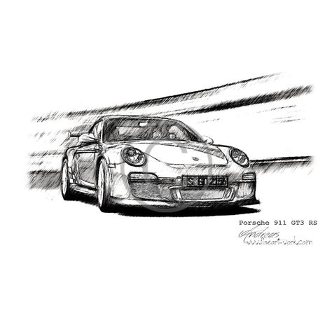 Porsche Gt3 Drawing, Porche Drawing Car, Porsche Outline, Porsche Drawing Sketch, Porche 911gt3 Drawing, Porshe Drawing Art, Gt3 Rs, Porsche Gt3, Cool Car Drawings