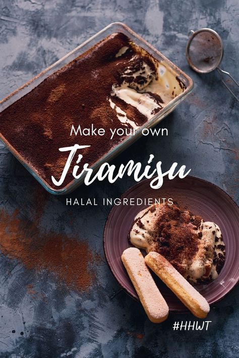 Learn how to make the halal variation of one of the world's most popular Italian desserts - Tiramisu Halal Desserts Recipes, Um Ali Recipe, Halal Desserts, Halaal Recipes, Blue Desserts, Baby Theme, Tiramisu Recipe, Halal Recipes, Indulgent Desserts