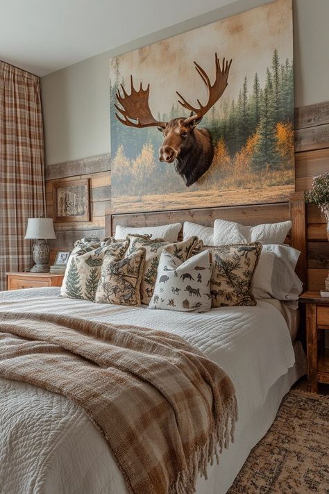 29 Cozy Cabin Bedrooms That Blend Comfort with Rustic Elegance 18 Country Rustic Bedroom Ideas Cozy Cabin Guest Rooms, Cabin Bedroom Ideas Rustic, Cabin Bedroom Aesthetic, Mountain Cabin Bedroom, Cozy Cabin Bedrooms, Cabin Guest Room, Log Cabin Bedroom, Cabin Bedrooms, Cabin Bedroom