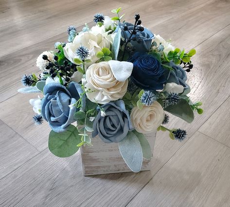 Dusty Blue Navy White Sola Wood Flower Centerpiece, Blue Table Decor, Farmhouse Flower Arrangements, Navy Dusty Blue Wedding Centerpiece - Etsy Farmhouse Flower Arrangements, Navy Dusty Blue Wedding, Blue Flower Centerpieces, Wood Flower Centerpiece, Blue Table Decor, Navy Wedding Theme, Table Decor Farmhouse, Blue Flower Arrangements, Blue Wedding Receptions