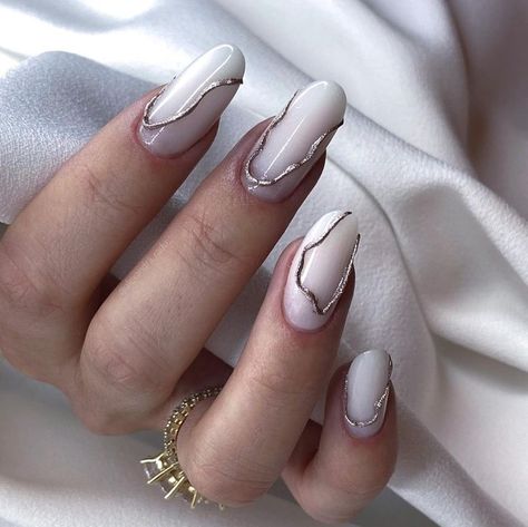 Classic White Nails, Milky White Nails, Daisy Acrylic Nails, Back To School Nails, Medium Almond, Art 2024, Lines On Nails, School Nails, Almond Nails Designs