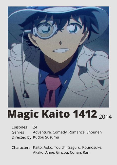 Magic Kaito 1412, Alternative Minimalist Poster, Minimalist Polaroid Poster, Kuroba Kaito, Kaito Kuroba, Anime Suggestions, Anime List, Animes To Watch, Polaroid Poster