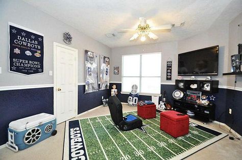 Awesome!! Blue Theme Room, Theme Room Ideas, Dallas Cowboys Bedroom, Dallas Cowboys Room, Cowboy Bedroom, Cowboy Room, Football Bedroom, Dallas Cowboys Game, Cow Boys