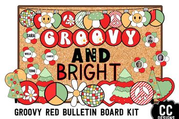 Let's Get Groovy Retro Christmas DesignGroovy Holiday Christmas Bulletin Board KitSo many options.Have craft and DIY for projects or BoardUse Just posters. Use for crafts.The sky is the limitSo many possibilities for different designs.Set includes- Posters- Size 8.5x11 5x7 (2 to a page)- Banners -2 ... Holiday Door Decorations, Christmas Classroom Door, School Door Decorations, Christmas Bulletin Board, Groovy Christmas, Christmas Bulletin, Daycare Activities, Bright Art, Flower Circle