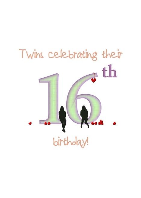 Twin girls 16th birthday, 16 decorated with hearts card Sweet 16 For Boys, Birthday Twins, Birthday 16, Hearts Card, Creative Birthday Cards, Boy Girl Twins, Happy 16th Birthday, Sweet Sixteen Parties, Creative Birthday