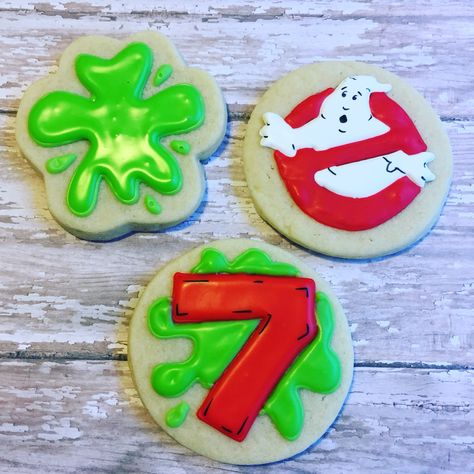 Ghostbuster Cookies Ghostbusters Cookies, Ghostbuster Birthday, Ghostbusters Cake, Ghost Busters Birthday Party, Ghostbusters Birthday, Ghostbusters Birthday Party, Ghostbusters Party, Lincoln Birthday, Slime Party