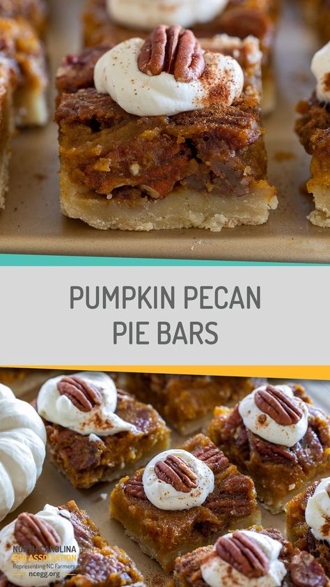 Pumpkin Pecan Pie Bars Recipe, Easy Pumpkin Pecan Pie, Pumpkin Pecan Pie Bars, Pumpkin Pecan Bars Recipe, Pumpkin Pecan Recipes, Pumpkin Pecan Desserts, Milk Bar Pumpkin Pie, Pumpkin Pecan Bars, Autumn Pies