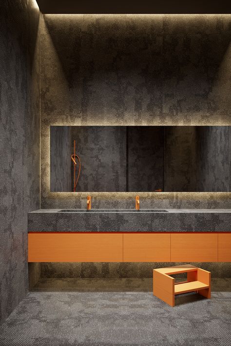 Commercial Restroom, Bathrooms Ideas, Wooden Partitions, Open Bathroom, Rest Room, Restroom Design, Gym Interior, Public Bathrooms, Showroom Interior Design