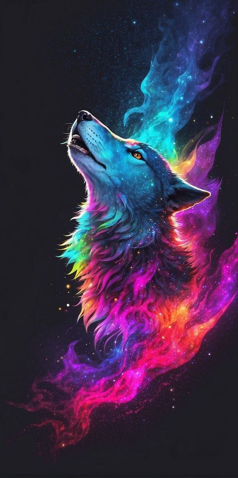 Wolf howling Nebulosa Galaxy, T-Shirt Art, T-Shirt Design, Shirt Print, Splash art, style, portrait poster, Adobe Illustrator, Vector, 3D Illustration, Abstract Art, Print illustrations, Dark Background, Vibrant Color, Very Colorful, Trendy Colorful Gradient, Centered, Front View, Hyper Detailed, Photorealistic Rendering, 8k HD, Wolf Reference Drawing, Wolf Art Wallpaper, Galaxy Wolf Wallpaper, Wolf Paintings, Wolf Reference, Abstract Wolf, Galaxy Wolf, Raven And Wolf, Wolf Colors