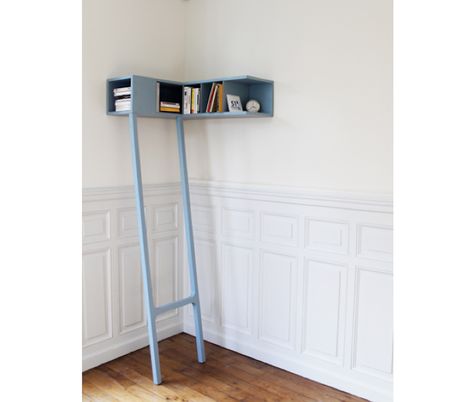 Etagere de Coin by Marie Dessauant | Remodelista Floating Shelves Over Bed, Bunkie Ideas, How To Make Floating Shelves, Floating Shelves Bedroom, Floating Shelves Living Room, Floating Shelves Bathroom, Shelf Furniture, Floating Wall Shelves, Work Place