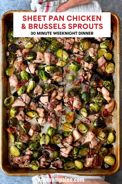 Dinner With Brussel Sprouts, Low Carb Sheet Pan, Paleo Chicken Thighs, Chicken And Brussels Sprouts, Chicken Brussel Sprouts, Balsamic Brussel Sprouts, Shaved Brussel Sprouts, Broccoli And Potatoes, Sheet Pan Dinners Chicken