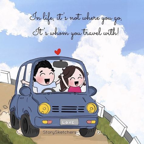 Travelling With Girlfriend, Cartoon Love Quotes, Love Is Cartoon, Funny Art Prints, Love Is Comic, Small Canvas Paintings, Peace Illustration, Love Animation Wallpaper, Cute Images With Quotes