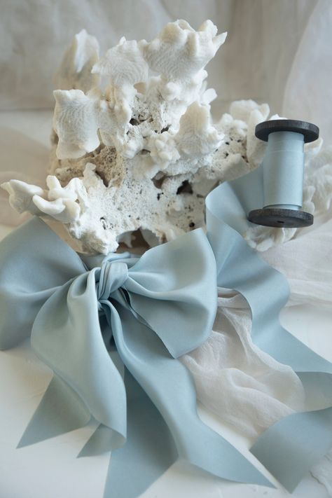 French Blue Silk Ribbon Silk Fabric Blue, French Blue Christmas, French Bleu, Bridal Bouquet Styles, Blue Silk Ribbon, French Blue Wedding, Purple Corn, Bow Garland, Elegant Gift Wrapping