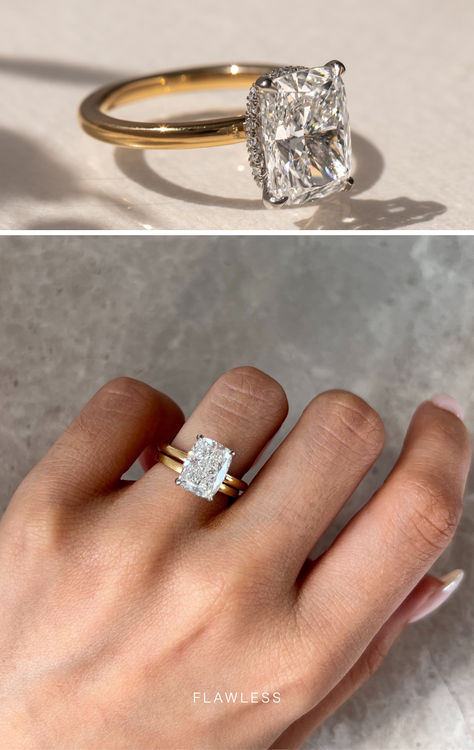 The hidden details are what did it for us 😍

#hiddenhalo #diamondring #engagmentring #engagmentideas #solitiarering #twotonering Gold Hidden Halo Engagement Ring, Hidden Halo Engagement Ring, Plain Bands, Hidden Halo, Samara, Halo Engagement Ring, Halo Engagement, Fine Jewellery, Two Tone