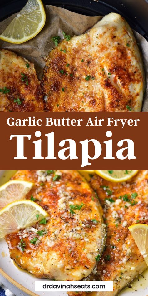 Tilapia in an air fryer basket Low Carb Dinner Fish, Airfryer Tilapia Recipes, Easy Talapia Ideas Air Fryer, Baked Tilapia Recipes Air Fryer, Talapia Ideas Easy Healthy, Airfry Tilapia Recipes, Perch Fish Recipes Air Fryer, Talipa Recipes Air Fryer, Fish Dinner Recipes For Family