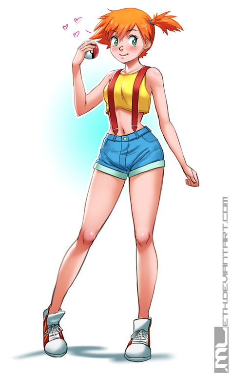 ArtStation - Pokémon girls, Mathias Leth Pokemon Ash And Misty, Misty From Pokemon, Ash And Misty, First Pokemon, Pokemon Waifu, Pokemon Drawings, Orange Hair, Pokemon Trainer, Pokemon Fan