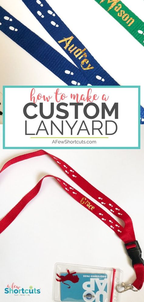 Don't spend big bucks on a lanyard when you travel. Learn how to make a custom lanyard with a little bit of vinyl and save a ton of money! Perfect for your next vacation! #crafts #vinyl #travel #diy How To Make Lanyards Diy, Cheap Fun Lanyards For Gifts, Cruise Lanyard Diy, Lanyard Diy, Cruise Lanyard Ideas, Personalized Adjustable Lanyards As Gift, Sew A Lanyard, Custome Lanyard, How To Make Lanyards