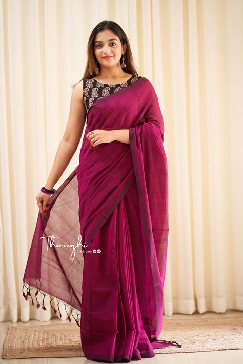 Latest & Trendy Handloom Sarees For Modern Women Plain Cotton Saree, Plain Blouse Designs, Handloom Cotton Saree, Simple Frock Design, Cotton Saree Blouse Designs, Simple Saree Designs, Simple Frocks, Cotton Saree Designs, Fancy Sarees Party Wear