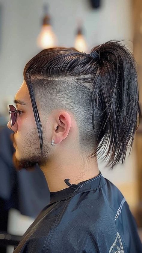 Mens Long Hair Undercut Shaved Sides, Types Of Undercuts, Goth Undercut, Man Hair Bun, Non Binary Haircuts Long, Ftm Haircut, Mens Long Hair Undercut, Asian Haircuts, Undercut Ponytail