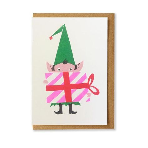 Riso Elf Christmas Card | Ocado Elf Christmas Card, Icons Party, Paper Balloon, Print Christmas Card, Christmas Cracker, Riso Print, Risograph Print, Fluorescent Colors, Christmas Crackers