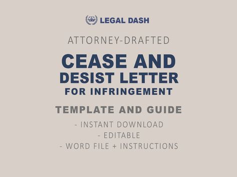 Cease and Desist Letter Template for Infringement Instant | Etsy Medical Power Of Attorney, Power Of Attorney Form, Rental Agreement Templates, Cease And Desist, Policy Template, Last Will And Testament, Microsoft Word Document, Will And Testament, Legal Forms