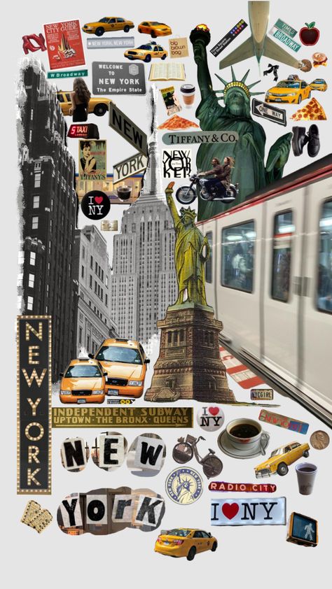 #newyork #dream August Moodboard, New York Scrapbooking, Wallpaper Clean, City Graffiti, New York Theme, Nyc Aesthetic, Map Wallpaper, Queens Ny, Nyc Life