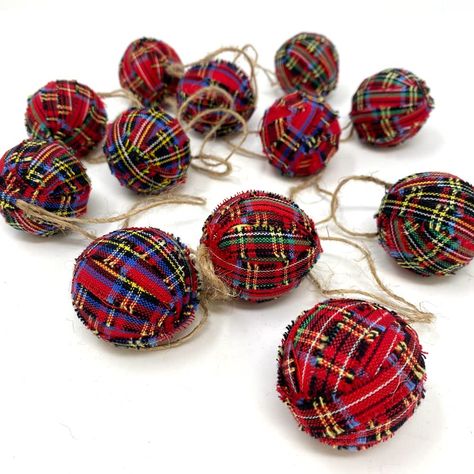 PRICES MAY VARY. Each ornament is 1.5 inches in diameter and wrapped in Red Tartan Plaid Homespun Cotton Fabric. This set includes 12 ball shaped ornaments. Great for Christmas décor, wedding décor or adding a pop of color to your home. Created exclusively for Marilee Home by Jubilee Creative Studio. Made in India. Other matching red tartan ornaments, stockings and decor available. This is a set of 12 size 1.5 inch fabric ball ornaments great for Christmas décor, wedding décor or adding a pop of Tartan Christmas Decorations, Tartan Decor, Homespun Christmas, Tartan Plaid Christmas, Heart Christmas Ornaments, Plaid Christmas Decor, Fabric Balls, Bird Christmas Ornaments, Christmas Ball Ornaments