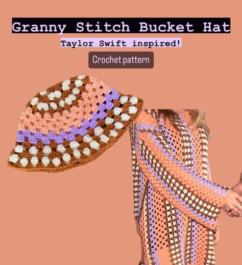 🎉 New Pattern Release on Etsy! 🎉 When I saw this iconic crocheted dress going viral, I immediately knew I had to do something with it!! So I am proud to announce to you: THE GRANNY STITCH BUCKET HAT Unleash your inner artist with this stunning crochet pattern, inspired by Taylor Swift’s iconic crochet dress! Perfect for both beginners and experienced crocheters, this detailed pattern guides you through every step to craft a stylish and trendy bucket hat that’s sure to turn heads!🌟 ✨ Pa... Granny Stitch Bucket Hat, Taylor Swift Crochet, Stitch Bucket Hat, Granny Stitch, Taylor Swift Inspired, Crocheted Dress, Medium Weight Yarn, Going Viral, Handmade Hat