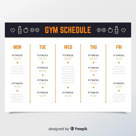 Schedule Design Layout, Workout Schedule Template, Gym Workout Schedule, Timetable Design, Workout Plan Template, Gym Schedule, Schedule Board, Gym Plan, Class Poster