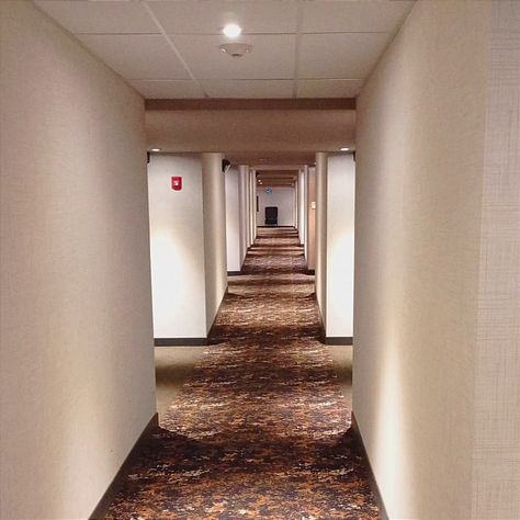 Liminal space-looking hotel corridor, or at least I think it's a hotel. Photo by my dad, edit by me. Liminal Hotel, Space Hotel, Hotel Corridor, Liminal Space, Liminal Spaces, My Dad, Hotel