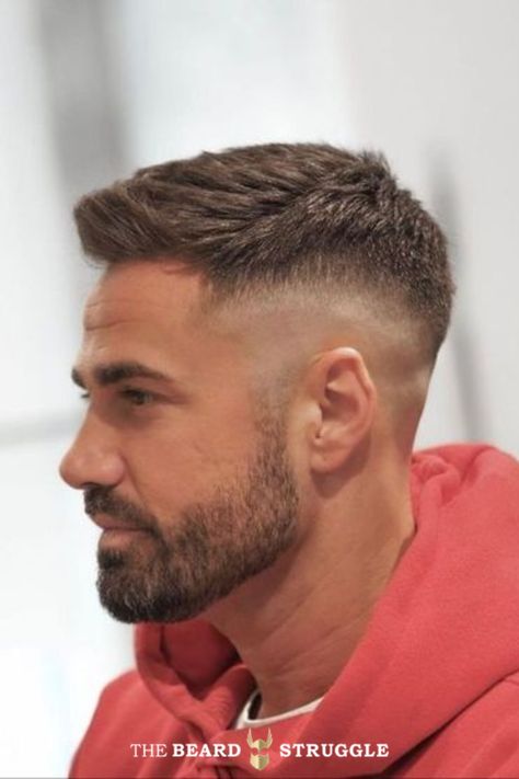 short-beard-styles Men Short Hair Fade, Very Short Hair Men, Crew Cut Haircut, Men Fade Haircut Short, Mid Fade Haircut, Short Hair With Beard, Short Fade Haircut, High Fade Haircut, Beard Styles Short