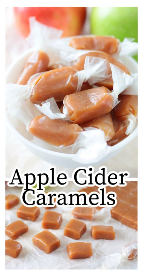 Apple Cider Caramel, Caramel Candies Recipe, Boiled Cider, Apple Cider Syrup, Microwave Caramels, Apple Cider Caramels, Cider Recipe, Hot Cider, Soft Caramel