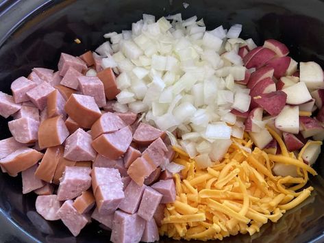 Cheesy Potato Kielbasa Soup |Gluten Free| Crockpots & Flipflops Casserole With Smoked Sausage, Crockpot Hashbrown Casserole, Sausage Hash, Crock Pot Food, Hashbrown Casserole, Hash Brown Casserole, Crockpot Dishes, Hash Brown, Crock Pot Slow Cooker