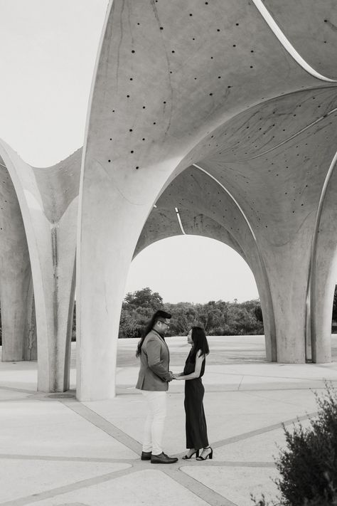 Engagement couples portraits under the Confluence Park Petal Pavilions for an artsy engagement feel City Park Aesthetic, San Antonio Photoshoot, San Antonio Instagram Spots, Engagement Photos San Antonio, San Antonio Engagement Photos, Confluence Park, San Antonio Photography Locations, San Antonio Things To Do, Confluence Park San Antonio