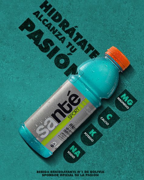 Post Social media bebidas hidratantes Gym Bottle, Water Branding, Water Poster, Social Media Advertising Design, Graphic Design Course, Best Water Bottle, Text Animation, Sports Drink, Water Bottle Design