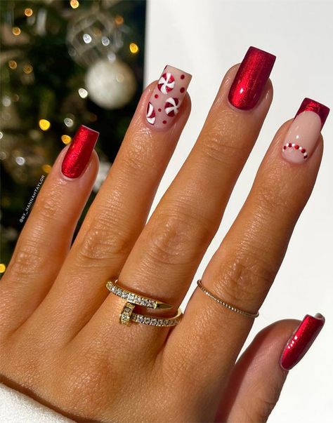 Christmas nail art, xmas nails, festive nails, Christmas nails red, Christmas nails simple, simple Christmas nails, Cute Christmas nails, Christmas nail colors, Christmas nails French tips Peppermint Nails, December Nails, Christmas Manicure, Red Christmas Nails, Festive Nail Art, Cute Christmas Nails, Nail Candy, Christmas Nail Art Designs, Red Nail Designs