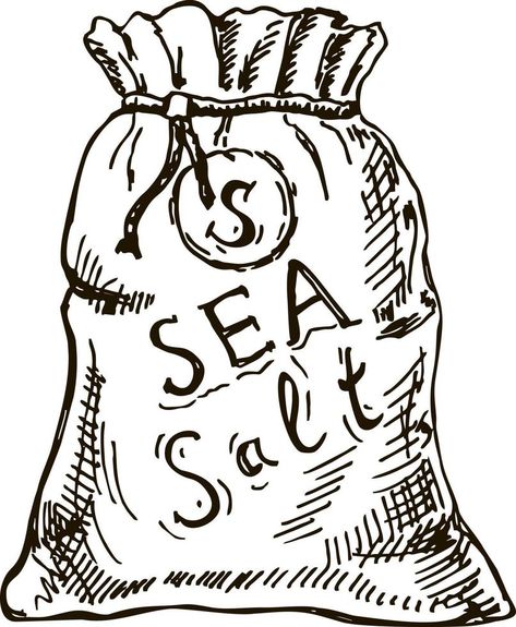 Salt a bag of salt, sea salt. Kitchen salt baking or cooking spice ingredient sketch Salt Drawing, Salt Illustration, Sea Salt Kitchen, Simple Image, Sea Salt, A Bag, Logo Templates, Vector Logo, Vector Free