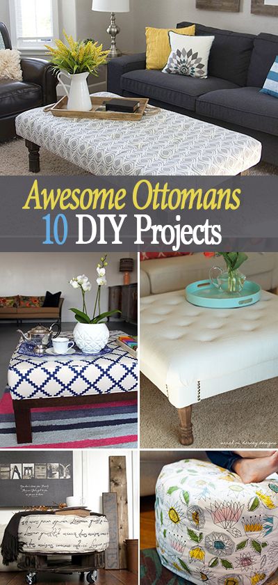 Awesome Ottomans : 10 DIY Projects • Great tutorials and ideas for making an ottoman for putting up your feet or using as extra seating! Ottoman Ideas, Ottoman Diy, Diy Ottoman, Diy Casa, Refurbished Furniture, Redo Furniture, Repurposed Furniture, Extra Seating, Diy Projects To Try