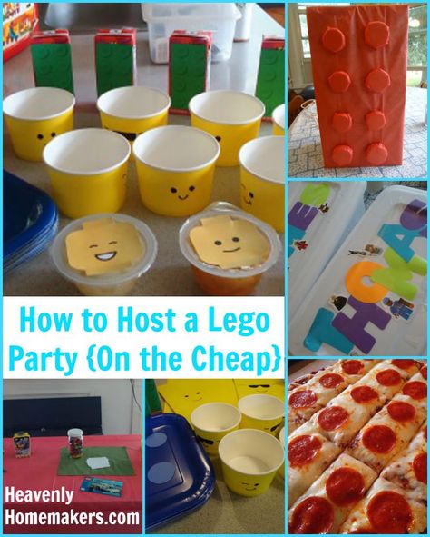 How to Host a Lego Party (on the cheap!) Healthy Birthday Party Snacks, Lego Birthday Food Ideas, Lego Party Food Ideas, Lego Party Snacks, Lego Food Ideas, Lego Themed Birthday Party Games, Lego Birthday Snacks, Lego Snacks Ideas, Easy Lego Party Decorations