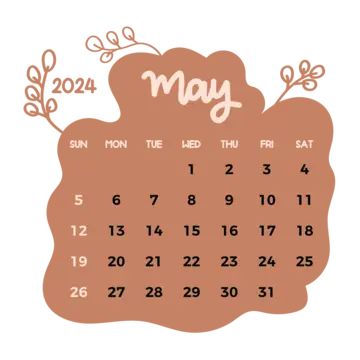 2024 May Calendar, Calendar Png Aesthetic, Calendar May 2024, May 2024 Calendar, May Calendar 2024, Birthday Calendar Template, May Calendar, Calendar Png, Color Template