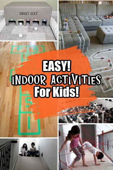 Easy indoor activities for kids! Keep your kids busy and off of the electronics with these creative indoor activities! DIY ideas that are super easy and inexpensive! Home Games For Kids, Easy Indoor Activities, Activities With Kids, Kids Obstacle Course, Indoor Crafts, Pinky Girl, Keeping Kids Busy, Physical Activities For Kids, Indoor Kids