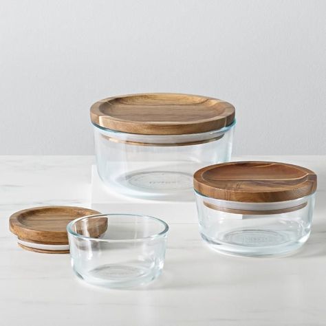 Pyrex® Glass Storage with Wood Lids | Walmart Canada Tiktok Gadgets, Pyrex Glass Storage, Wood Lids, Food Organization, Food Storage Container Set, Organized Life, Food Storage Container, Glass Food Storage, Glass Food Storage Containers