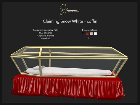 Snow White Coffin, Glass Coffin, Lock Set, How To Buy Land, Second Life, White Glass, Outdoor Bed, Snow White, Glass