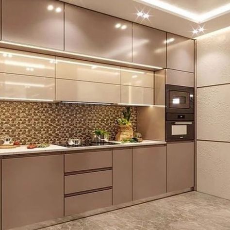 Parallel Kitchen Design, Latest Modular Kitchen Design, Single Wall Kitchen, Modern Kitchen Colours, Modern Kitchen Cabinet, Kitchen Colour Combination, Rose Gold Kitchen, Modular Kitchen Cabinets, Latest Kitchen Designs