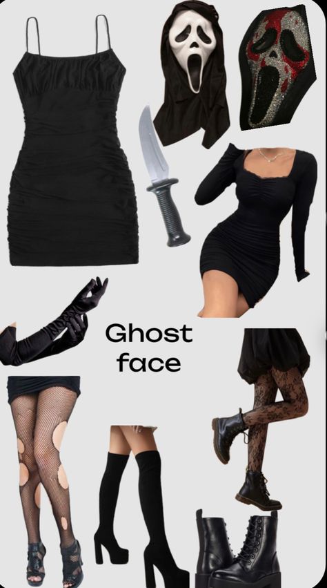 Easy Halloween Costumes With Your Own Clothes, Easy Cute Hollowed Costumes Women, Simplest Halloween Costume, Baddie Ghostface Costume, Hot Coustems Ideas, Thrift Store Halloween Costume Diy, Scream Movie Costume Ideas, 90s Horror Aesthetic Outfit, Scream Movie Halloween Costume